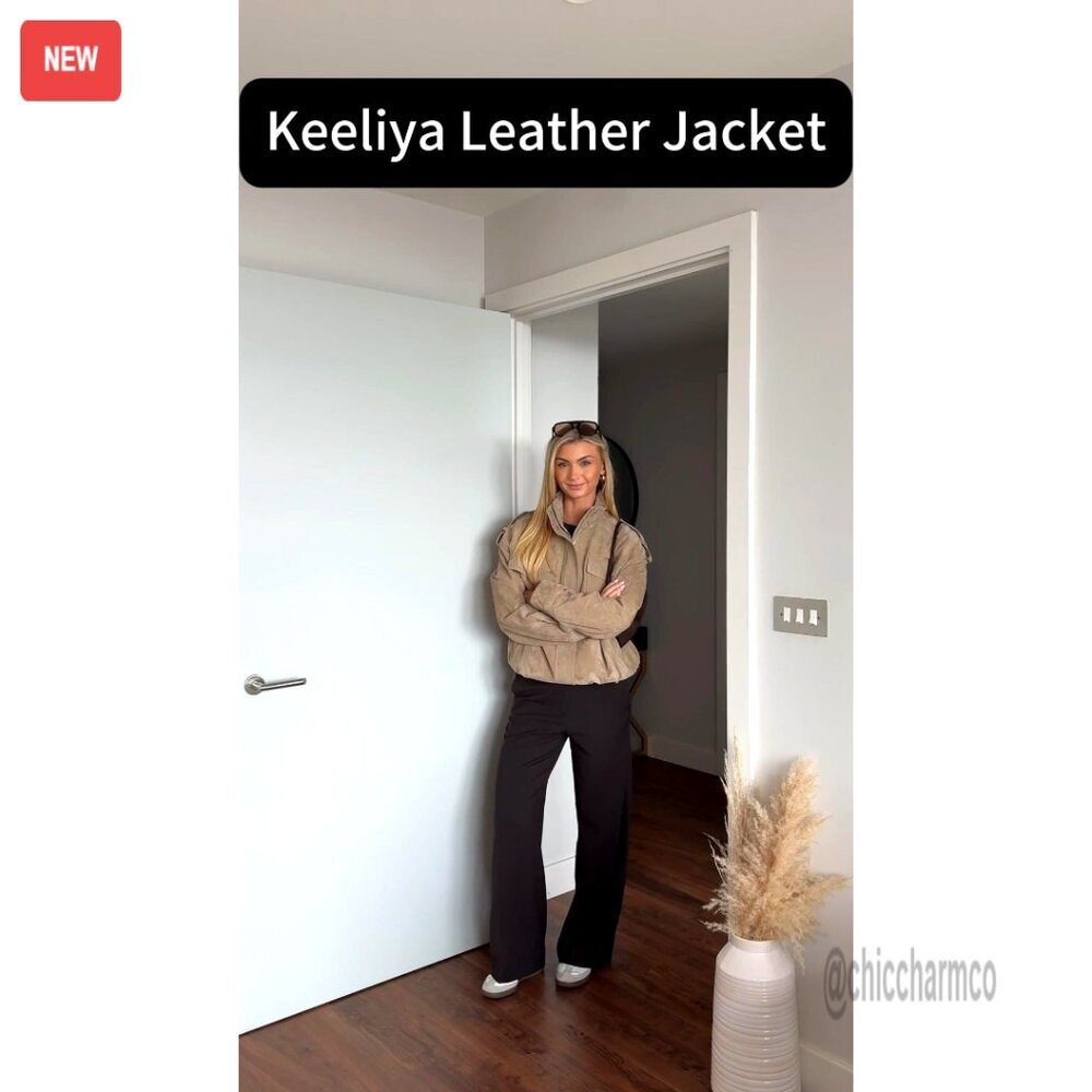 Oversized Faux Suede Bomber Jacket Y2K Chic Retro Blazer Style Zipper Lapel - Picture 7 of 7
